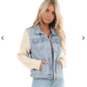 Jean Jacket with Knit sleeves